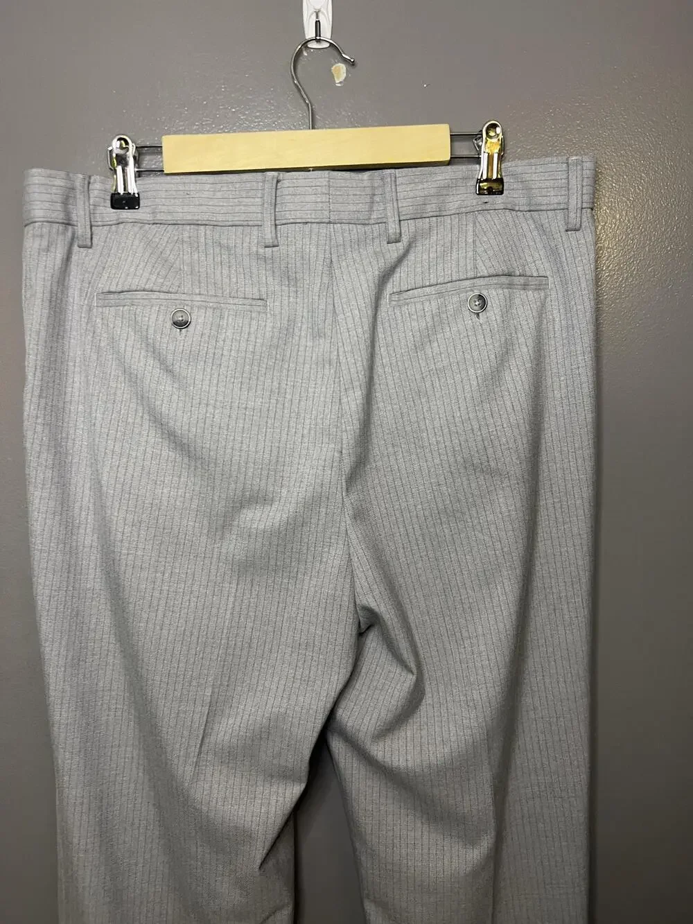 Banana Republic Dress Pants Mens 35x32 Gray Slim Fit Pinstripe Stretch Formal